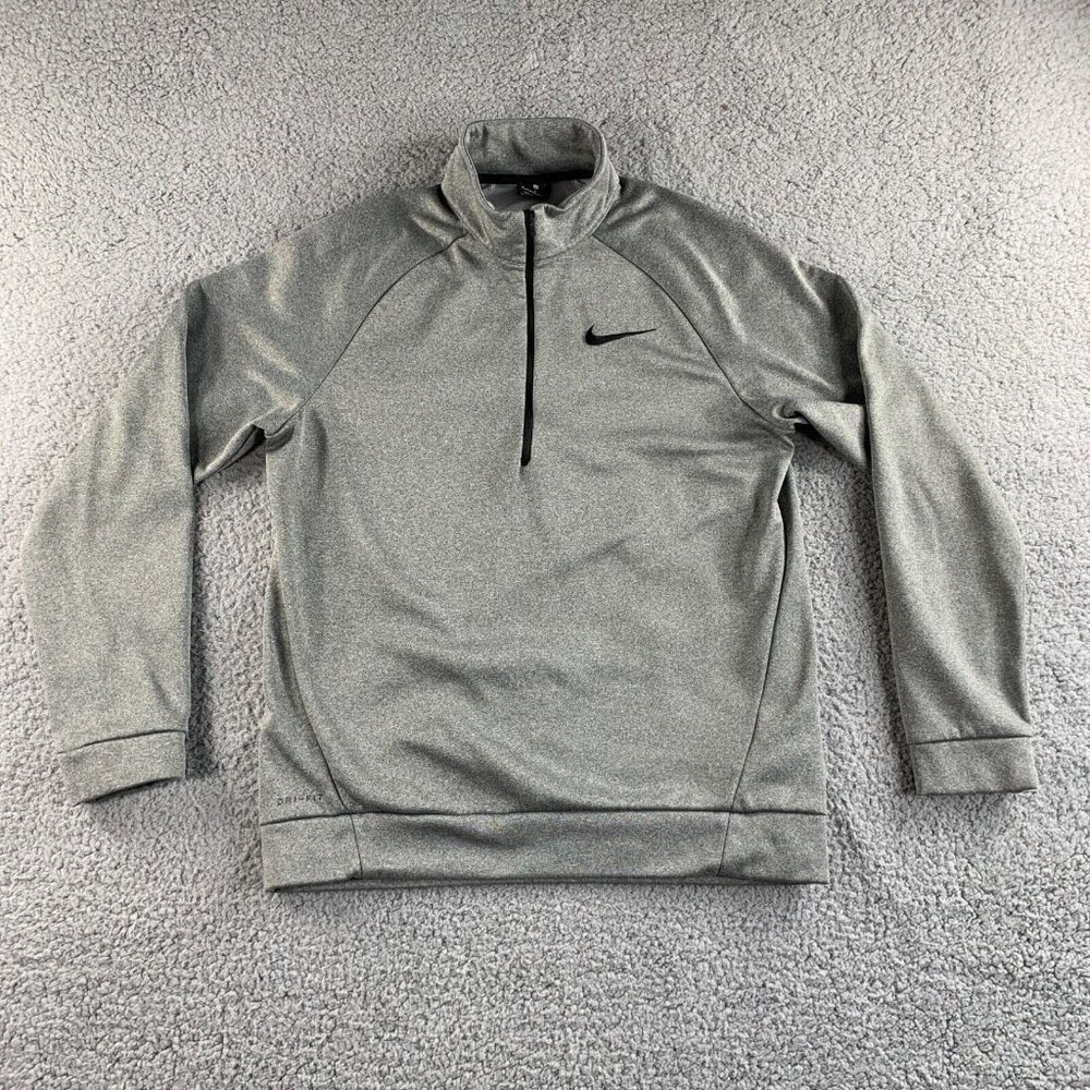 NEW Nike Sweater Mens Medium Gray Pullover 1/2 Zip Dri-Fit Sweatshirt Outdoor
